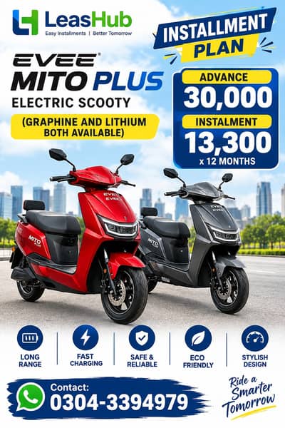 Evee Mito plus Electric Scooty on Easy Installment only Lahore
