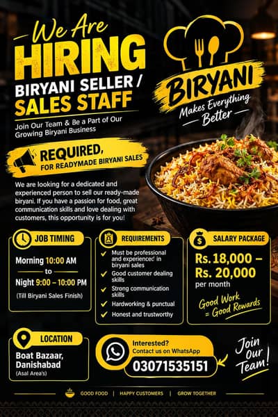 biryani seller required