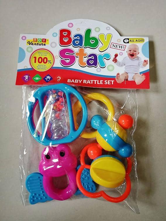 Baby Star 4 PC Rattle Set For New Born Babies