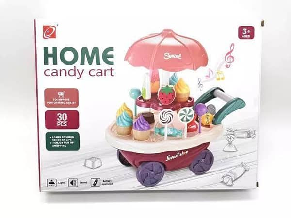 Ice Cream Toy Sound Light Simulated Mini Rotating Ice Cream Truck Candy Confectionery Trolley Car Pretend Play Kitchen Toy