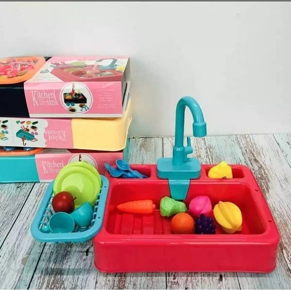 Wash Basin Kitchen Sink Toy With Accessories For Kids