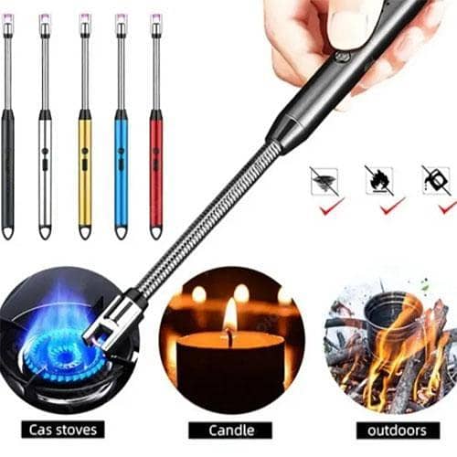 Electric Arc Lighter Rechargeable Stove Lighters Long Neck LED Battery Indicator Windproof 360 degree free rotation in pakistan