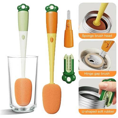 New High Quality 1Piece 3in1 Bottle Cleaning Brush Sponge in pakistan