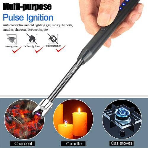 High Quality USB Rechargeable Flameless Arc Lighter Flexible and Windproof for Candles, Hiking, Camping, Kitchen in pakistan