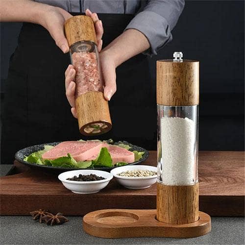 Wooden Acrylic Salt and Pepper Grinder Set Manual Salt and Pepper Mills Wooden Shakers with Adjustable Ceramic Core Salt Grinder in pakistan