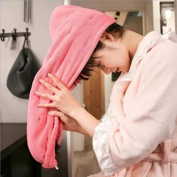 Drying Hair Towels Thin Towel With Button For Women Super Absorbent Quick-Drying Hair Care Towel