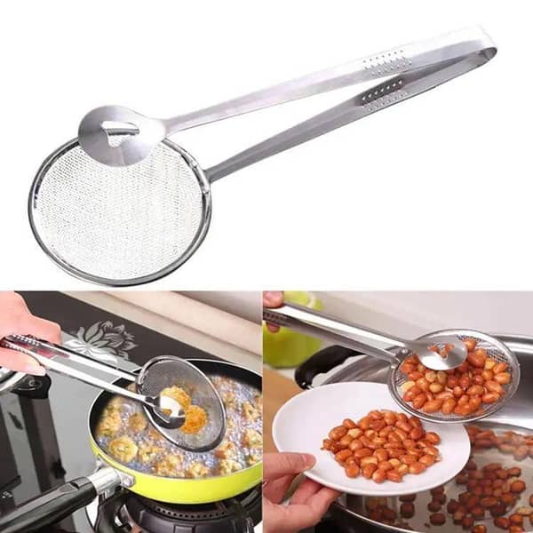 Stainless Steel Frying Mesh Tong (with Shopper Packing)