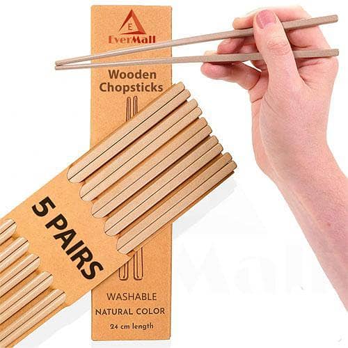 New Imported Pack of 5 Pairs Chinese Bamboo Chopsticks Reusable Natural wood Chop Sticks in pakistan