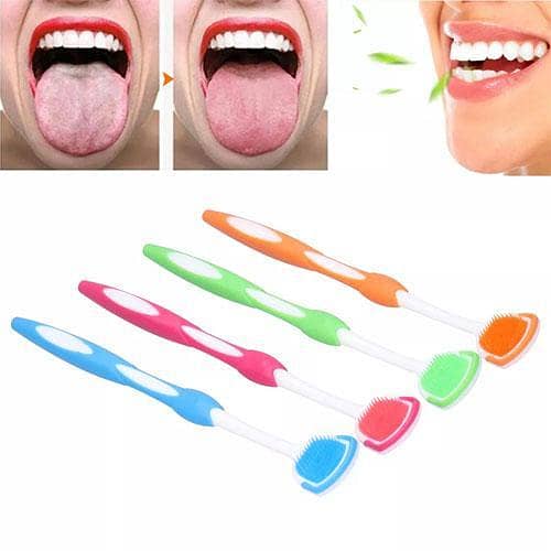 1Pcs Tongue Cleaning Brush Care Plastic Tongue Scraper Travel Portable Freshen Breath Tongue Brush Cleaner in pakistan