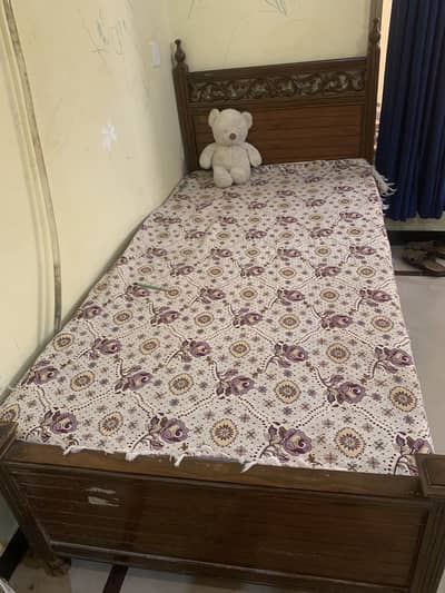 single bed . mattress 5000+10,000 bed for purchase call 03126290393