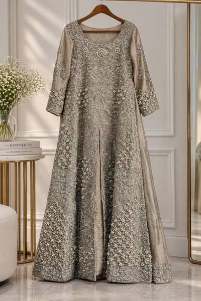 Luxury Champagne Gold Embroidered Formal Dress
