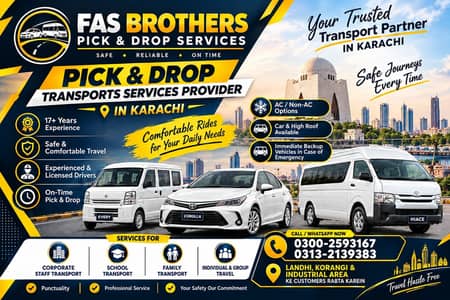 Pick & Drop Service | Office, School & Home Transport | All Karachi