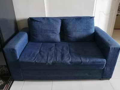 For Sale: 2-Seater Blue Fabric Sofa
