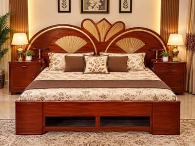 Premium wooden bed & display shocase/Elegant design & specious storage