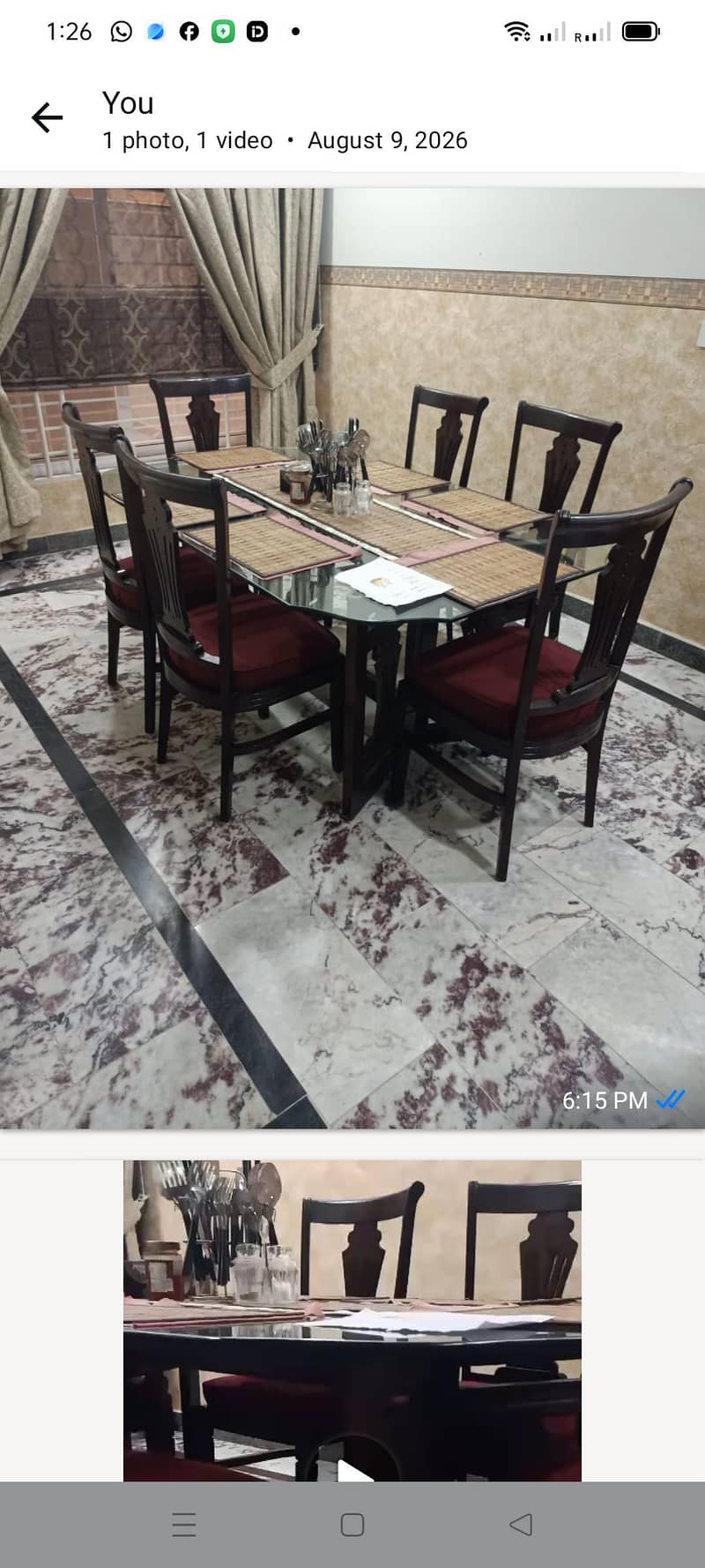 Dining table with six chairs 0
