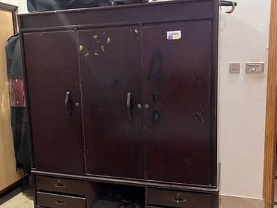 Wooden 3-Door Wardrobe with Drawers | Large Storage Cabinet