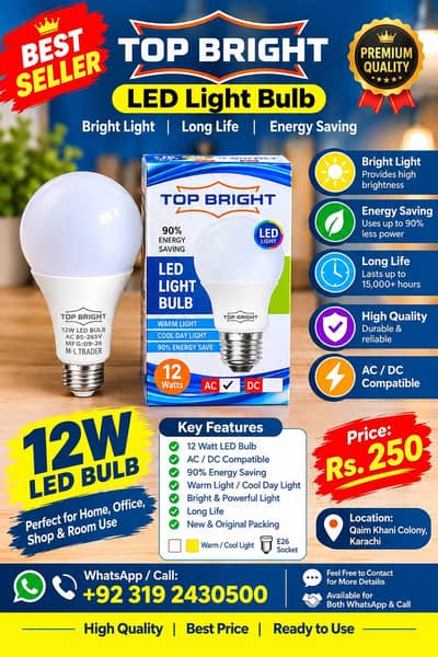 Top Bright 12W LED Bulb-AC