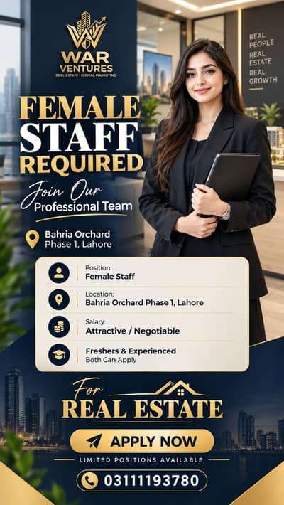 Female Staff required For Real Estate Sales team