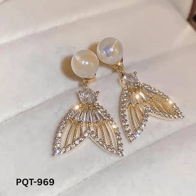 Elegant Fish Tail Pearl & Zircon Earrings for Women
