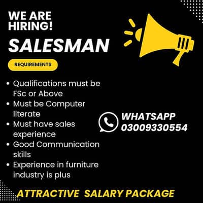 Salesman and IT Assistant Required For Furniture Company
