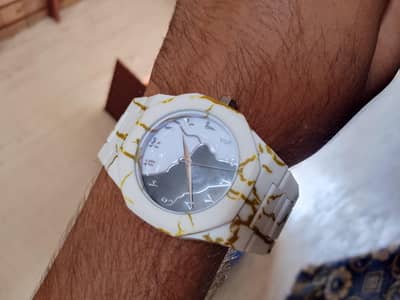 Men fiber white watch