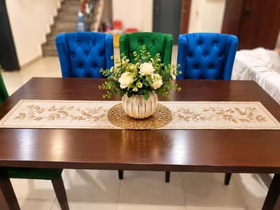 6 Seater Solid Wood Dinning Table + 6 Chairs Islamabad