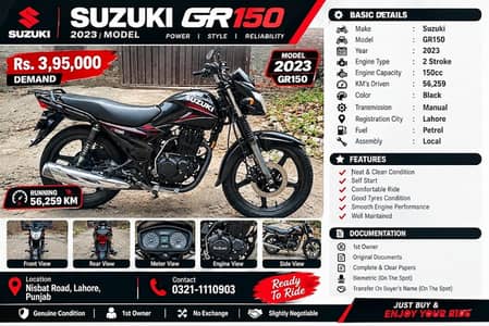 Suzuki GR 150 2023 | 1st Owner | Genuine Condition | New Tyres