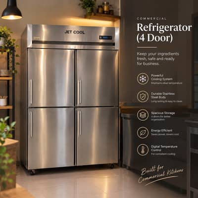 Commercial grade 4 door stainless-steel refrigerator/freezer