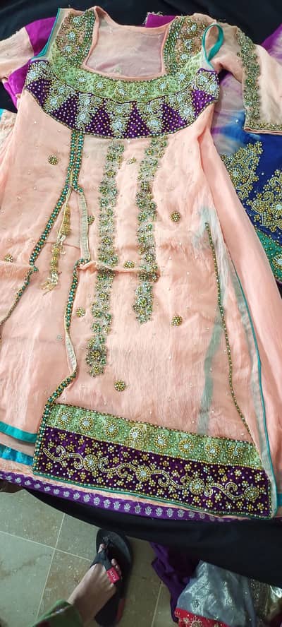 3 pcs long coat gharara