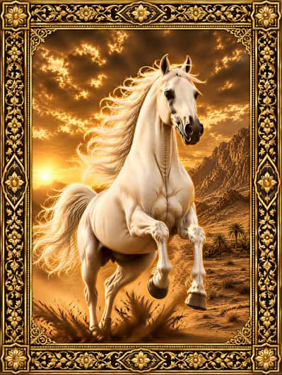 Luxury White Horse Panaflex Wall Art | Premium Wall Decoration