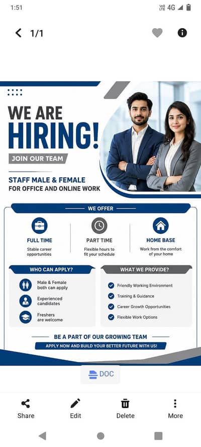 We are hiring Male and Female for work