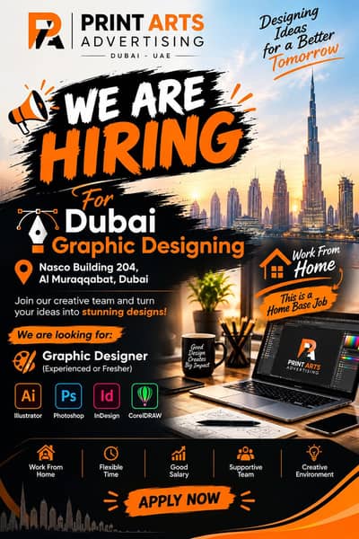 we are hiring for graphic design for Dubai it's home base work