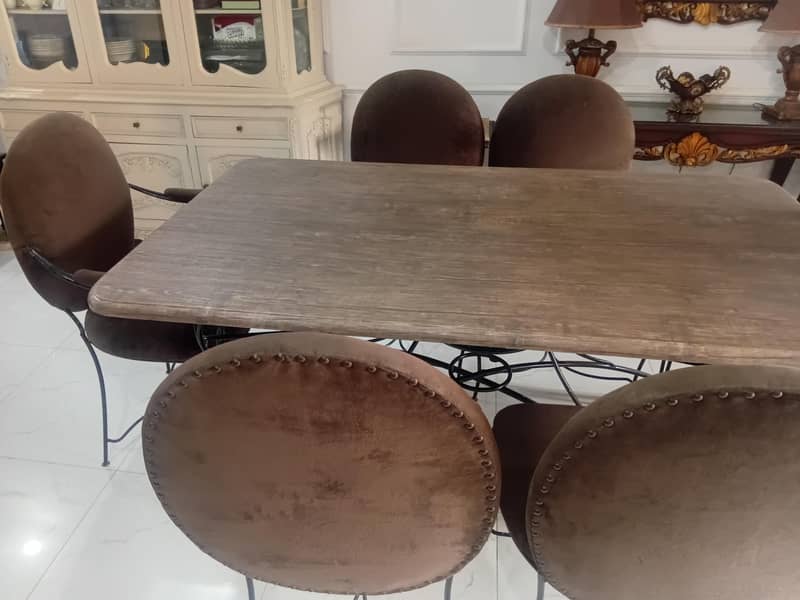 Dining Table 6 chsirs Solid Rot Iron 0