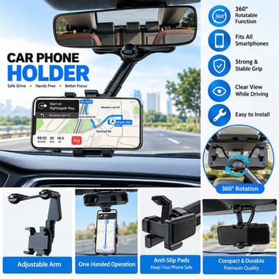 Portable Car Phone Holder _ Lightweight ABS Plastic Design