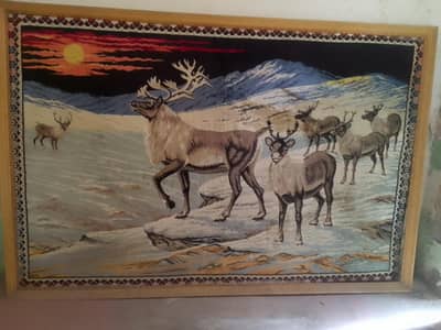 Framed woven/tapestry wall hanging