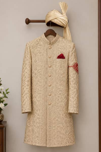 Skin sherwani with kulah good condition