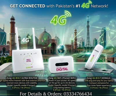 Zong 4G Bolt USB| MiFi Cloud | Ultra Router | High Speed Internet |COD