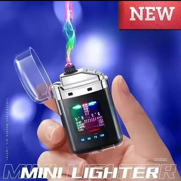 Electric Double Arc USB Rechargeable Lighter Plasma Outdoor Windproof Battery Display Type-C Charging