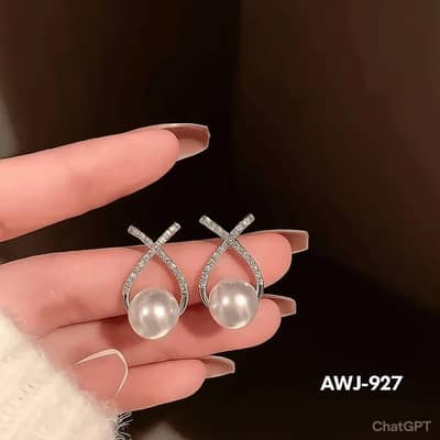 Premium Cross Zircon Pearl Earrings Set - Gold & Silver