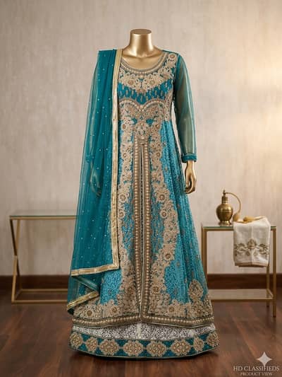 Green heavy maxi stitch only one time with churi dar