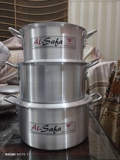 silver steel degchi set 4pcs