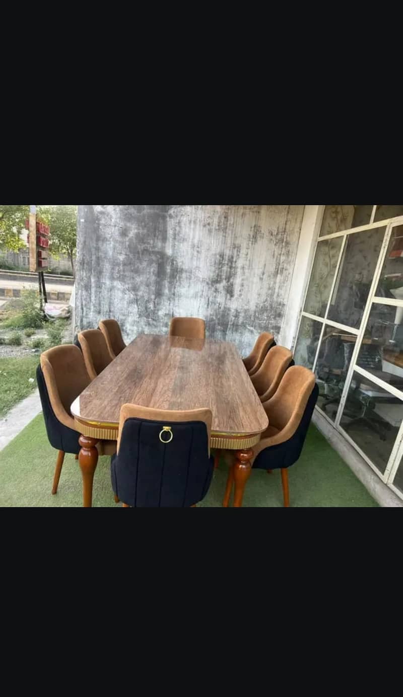 Dinning table , Wooden table , solid table with chairs , marble top 10