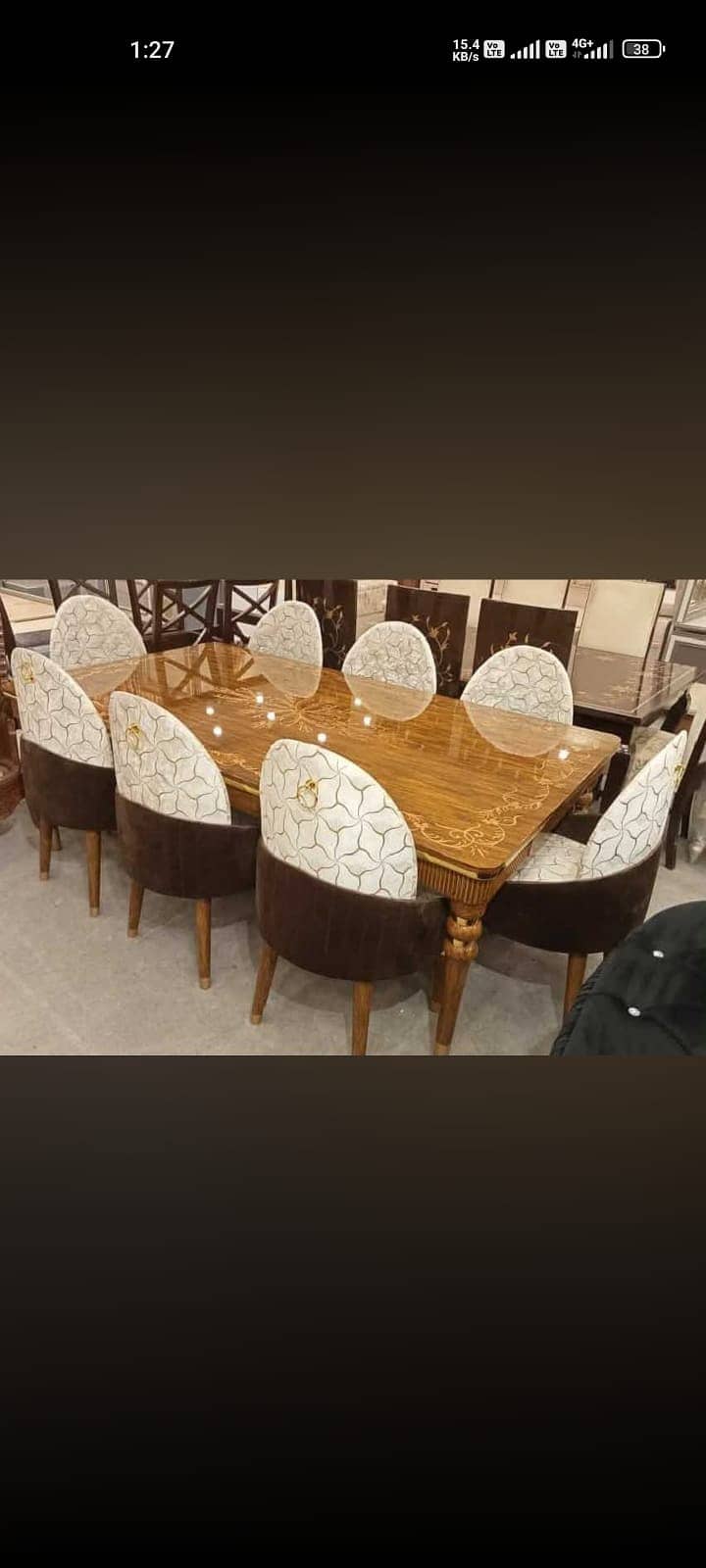 Dinning table , Wooden table , solid table with chairs , marble top 13