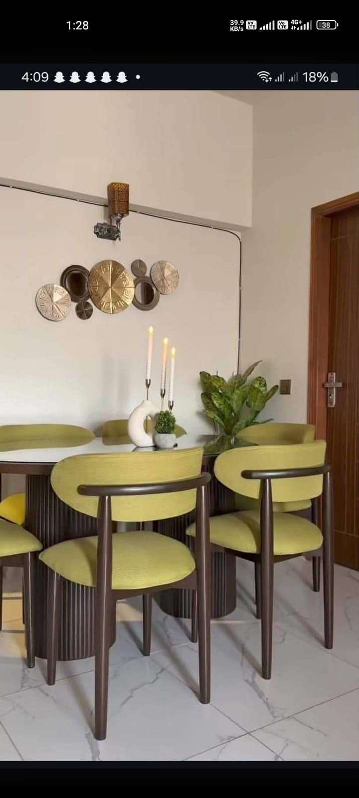 Dinning table , Wooden table , solid table with chairs , marble top 16