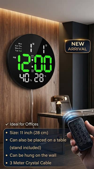 11inch SM-602 LED DIGITAL wall clock with remote control