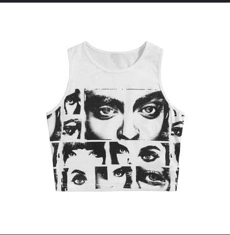 Women Eyes Graphic Print Crop Tank Top - Trendy Sleeveless Summer Casual Crop Top & Streetwear Vest for Girls