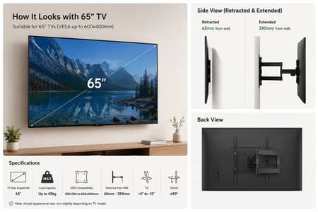 Wall Mount 32-65-inch Full Motion Cantilever for LED,LCD and Plasma TV