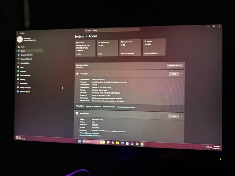 core i7 3rd gen Rx 580 with bordrless led 7