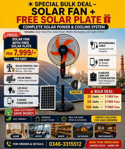 Solar Fan + Free Solar Plate | Wholesale & Bulk Orders