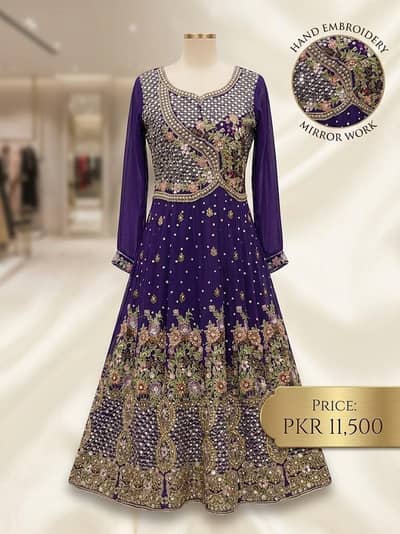 Luxury blue Fancy Dress Heavy Mirror Work Party Wear